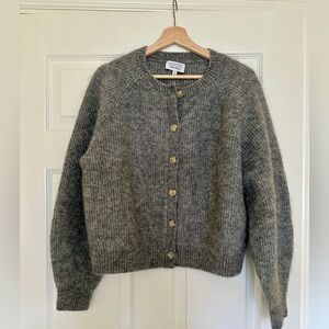 & Other Stories Charcoal Wool Mohair Blend Cardigan Size M